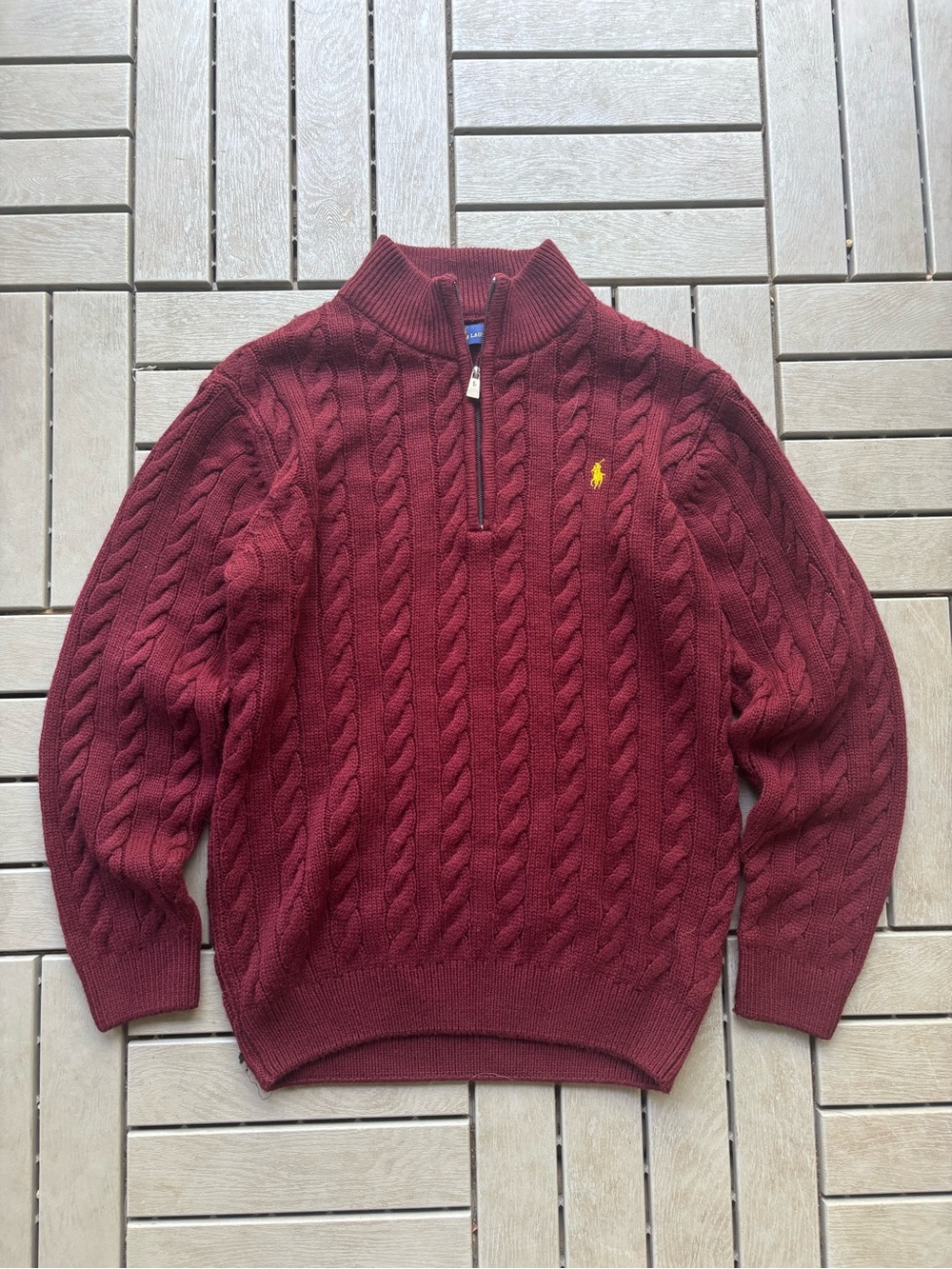 Polo by Ralph Lauren Men’s Cable-Knit Half-Zip Sweater - Burgundy